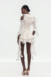 Boel Ruffle Çiçekli Saçaklı Mini Elbise